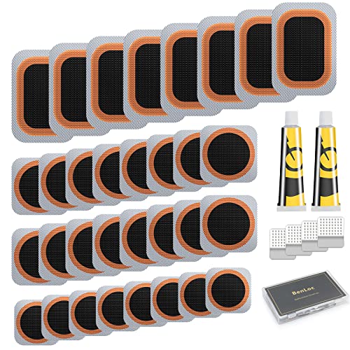 Bike Inner Tire Patch Repair Kit - Bycicle Tube Puncture Patches Kits, 30PCS Vulcanizing Patches, Glueless Patchs for Motorcycle BMX Cycling MTB Road Mountain Bicycle - color: Black-2