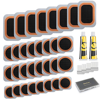 Bike Inner Tire Patch Repair Kit - Bycicle Tube Puncture Patches Kits, 30PCS Vulcanizing Patches, Glueless Patchs for Motorcycle BMX Cycling MTB Road Mountain Bicycle - color: Black-2