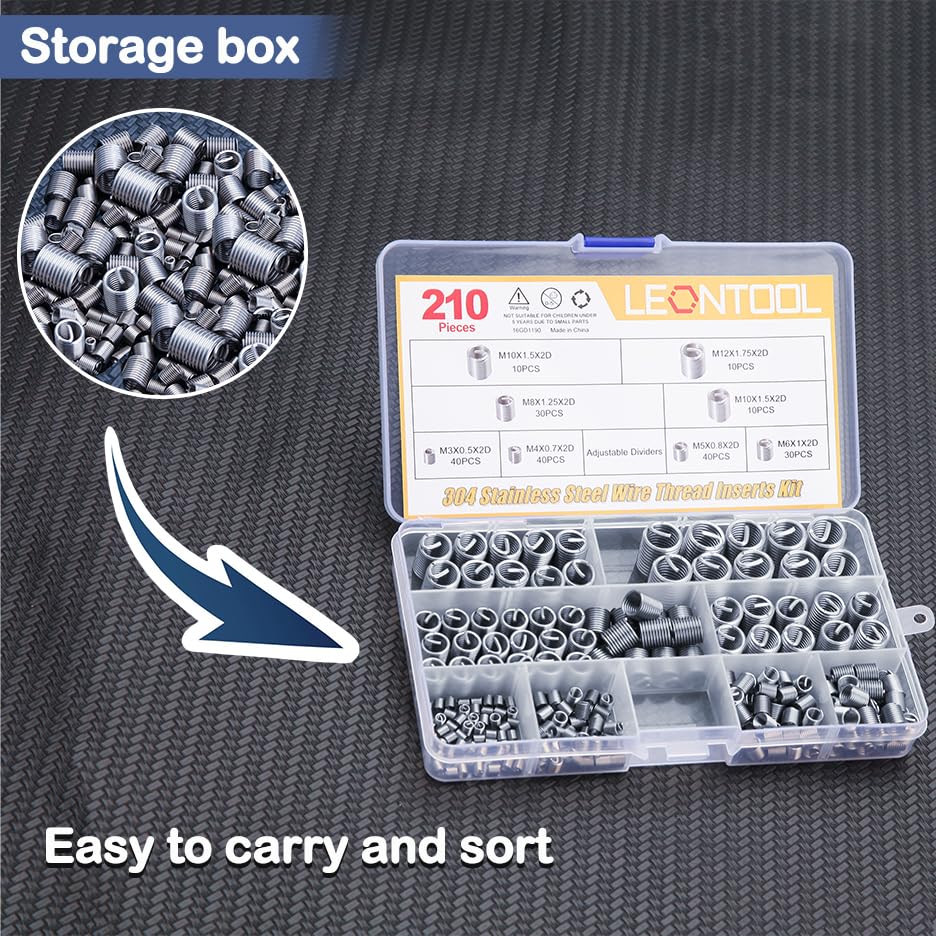 210 Pcs Wire Thread Inserts Kit, Metric Helical Type Coiled Wire - style: 210pcs