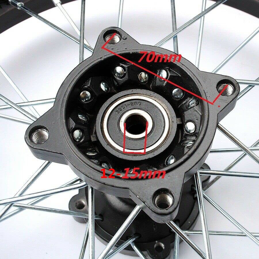 Mini Bike 3.00-12 80/100-12 Rear Wheel Rim 12-15mm Bearing Assembly For Dirt Pit Bike Hub SSR TTR CRF 18.5-12
