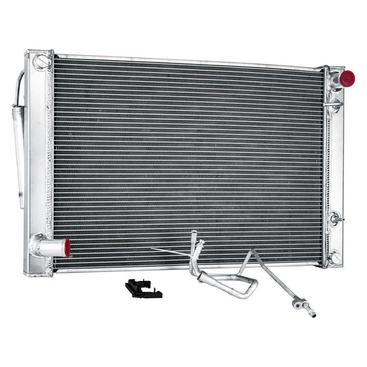 Aluminum Radiator w/Condenser Combo Replacement for 2008-13 Infiniti G35 G37 G25 /Nissan 370Z 2010-2020 Crossflow Radiator + Condenser