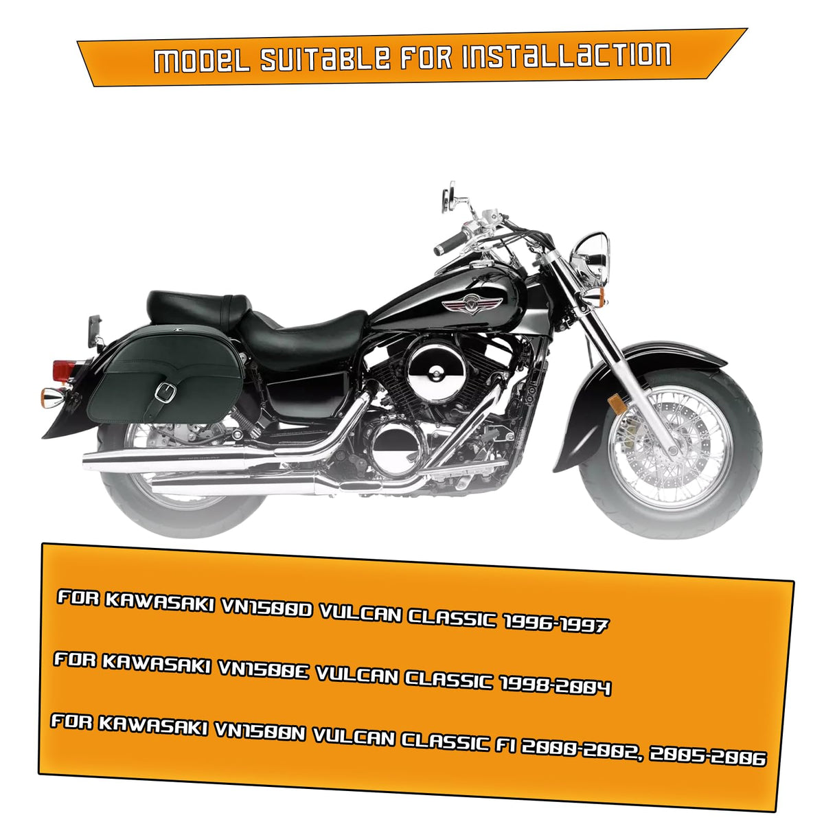 Kinglemc Crash Bar Engine Guard for Kawasaki Vulan(Black) - color: Black, size: VN1500D/E/N