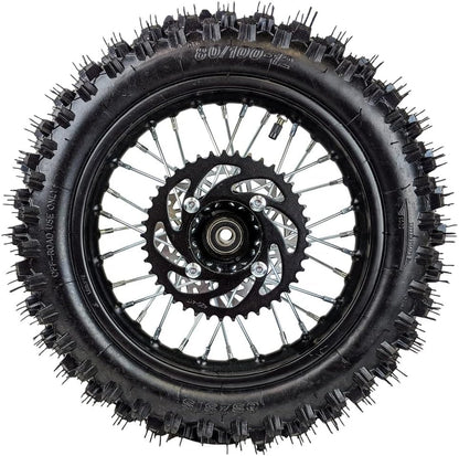 12" Rear Wheel 80/100-12 Tire Assembly For Dirt Pit Bike 125cc 140cc 150cc Apollo SSR XR CRF TaoTao Includes Brake Rotor and 428 Sprocket (12 with Components) - size: 12 with Components
