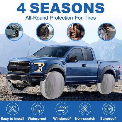 Tire Covers Set of 4,Fits 30"-32" Inch Tire 420D Uv Resistant Wheel Covers - color: Silver, size: Tire Diameters 30"-32"