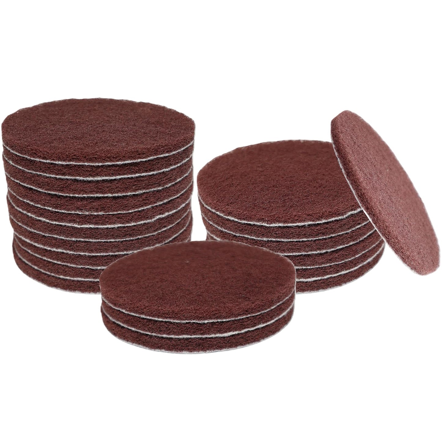 20 PCS 4 Inch 120 Grit Hoop and Loop Scrubber Scouring Pads Drill Scuffing Disc Flocking Scuff Pads, Conditioning Discs Polishing Pads for Furniture Automotive Cleaning, Rust Removal - style: 120 Grit-Brown