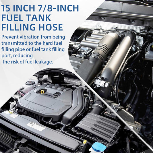 1 1/4 inch Fuel Filler Neck Hose With 4 Clamps, 15 7/8" Length Reinforced Gas Tank Hose (90 Degree, 1.25" ID) - size: 1.25" ID, style: 90 Degree